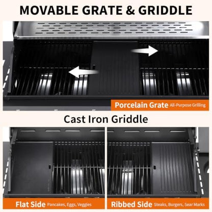 6 Burner Gas Grill with Side Burner, Griddle and Grill Combo - Image 4