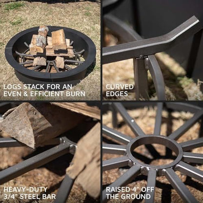 Ash & Ember 36" Wagon Wheel Fire Grate, High-Efficiency Smoke-Free Fireplace - Image 3