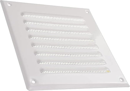 Vent Systems - 5 x 5 Inch (Inner) Pack of 10 White Metal Square Soffit Air Vent Grille Cover, Register Vent Deflector Louver Built-in Mesh HVAC for Bathroom Home Office Kitchen 6.5" x 6.5" (Outer)