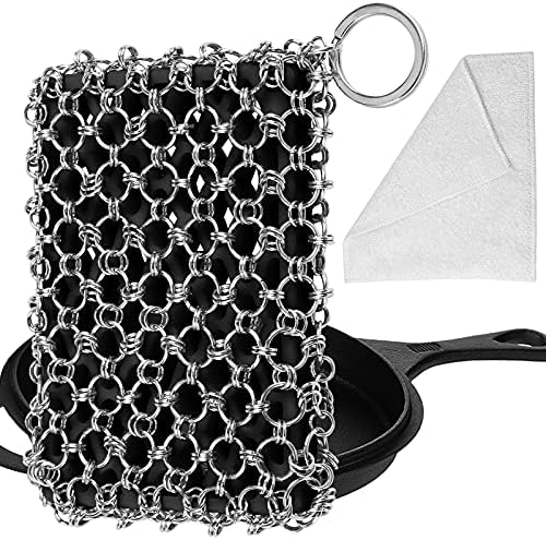 Herda 316L Cast Iron Scrubber Cleaner, Large Chainmail Cast Iron Cleaner by Betterqualitybetterlife