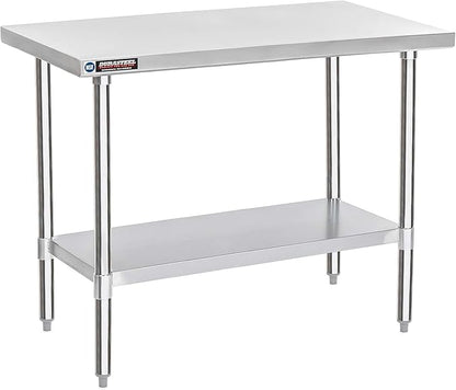 DuraSteel 24x48 Stainless Steel Work Table - NSF Commercial Prep Metal Table - Outdoor Pizza Oven Stand w/Under Shelf - Kitchen Island Laundry Utility Garage Microwave Stand Large Rolling Storage Cart
