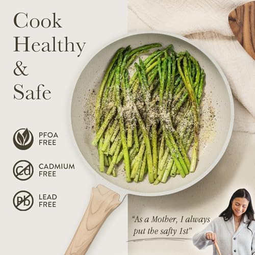 CAROTE 3Pcs Cream White Non Stick Skillet Set, Cream White - Image 4