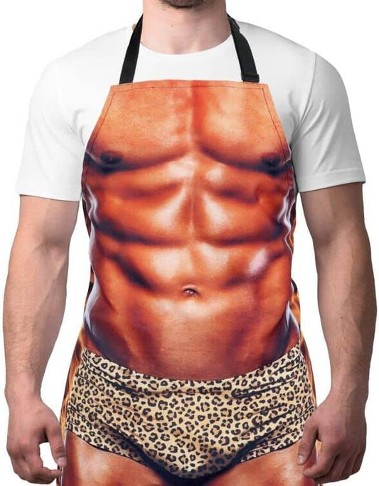 Funny Men Cooking Grilling Aprons Muscles Guy BBQ Funny Gag Gifts by A+AIFAMY