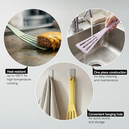 Restaurantware Black Silicone High Temperature Slotted Turner Spatula - Image 3