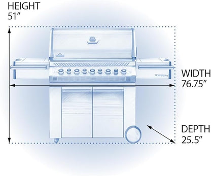 Napoleon PRO665RSIBPSS-3 Prestige PRO 665 RSIB Propane Gas Grill, sq.in. + Infrared Side and Rear Burners, Stainless Steel