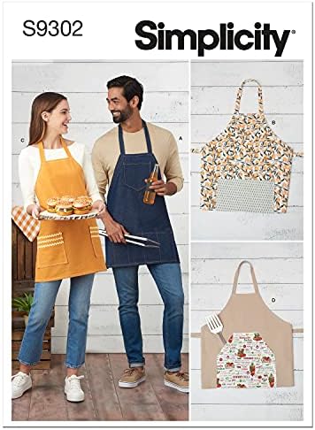 Simplicity S9302 BBQ Apron Sewing Pattern, Men's & Women's Adjustable Aprons by Simplicity