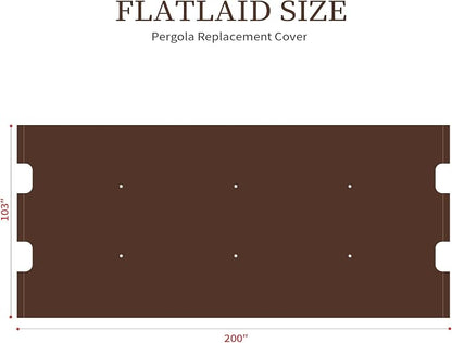 200x103 in Pergola Canopy Replacement Shade Cover Only, Coffee | Fits 10x10 ft - Image 3