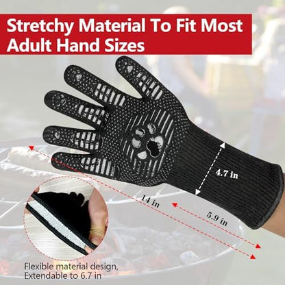 UBeesize Lengthen BBQ Gloves, 1472°F Heat Resistant Grill Glove, 14 inch - Image 2