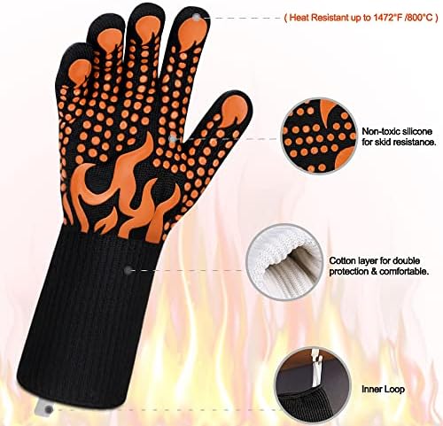 Comsmart BBQ Gloves, 1472 Degree F Heat Resistant Grilling Gloves Silicone - Image 4