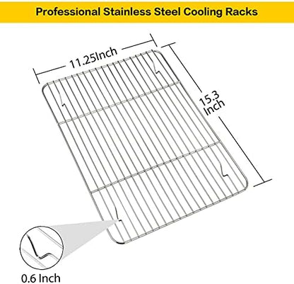 E-far Baking Cooling Rack Set of 2, Stainless Steel Metal Roasting Cooking Racks - Image 2