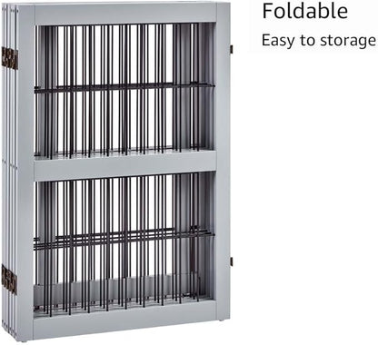 unipaws 132" Extra Wide Dog Gate, 31.5” Height Free Standing Tall Pet Fence, Foldable Cat Barriers for Home, Doorway, Stairs, Indoor Use, Grey