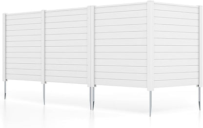 Giantex Air Conditioner Fence 4 Panels - 48''W x 48''H Outdoor Privacy Screen with Upgraded Metal Stakes, PVC Trash Can Enclosure, Decorative Garden Fences for Patio Lawn AC Unit Pool Pump, White