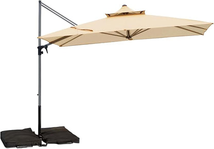 Patio Umbrella, Rectangle Outdoor Cantilever Umbrella, Aluminum Offset Umbrella by GALAXARMOR