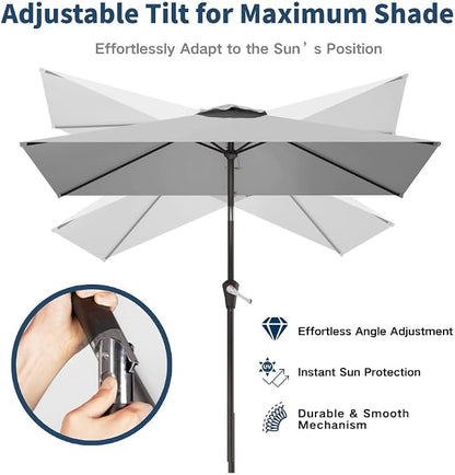 6.5' x 10' Rectangular Patio Umbrella Large Outdoor Market Umbrella w/UV - Image 2