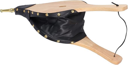 Wood Bellows Blower Fireplace, Wooden Air Blower for Outdoor Cooking, Camping BBQ Grill Chimney Starter, Classic Composite Wood and Leather Design with Strong Hanging Ring, Easy to