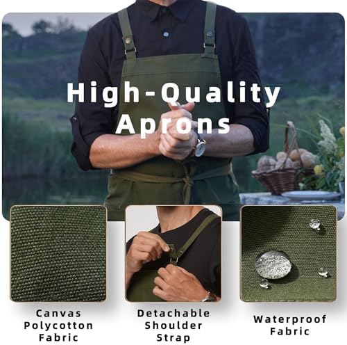 Cross Back Apron for Men Chef Pockets 4251JX - Image 3