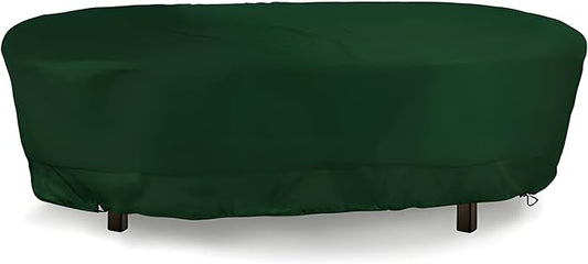 Eevelle Meridian Patio Oval Table Cover with Marine Grade Fabric - Waterproof Outdoor Table Cover - Furniture Set Covers for Dining Table - Easy to Install - (25.5"H x 60"L x 36"W, Hunter Green)