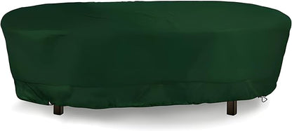 Eevelle Meridian Patio Oval Table Cover with Marine Grade Fabric - Waterproof Outdoor Table Cover - Furniture Set Covers for Dining Table - Easy to Install - (25" H x 66" L x 38" W, Hunter Green)