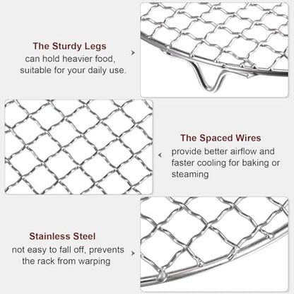 HARFINGTON Round Cooking Rack 10.4-inch 201 Stainless Steel Cross Wire Barbecue - Image 4