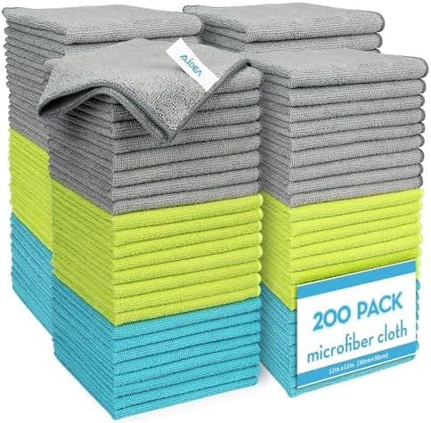 AIDEA Microfiber Cleaning Cloth-200PK, Microfiber Towels by AIDEAHOME