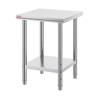 Vevor Stainless Steel 24 x 24 x 32 Inch Commercial Kitchen Prep & Work Table Heavy Duty Metal Work Table with Adjustable Feet for Restaurant, Home and Hotel : Industrial & Scientific