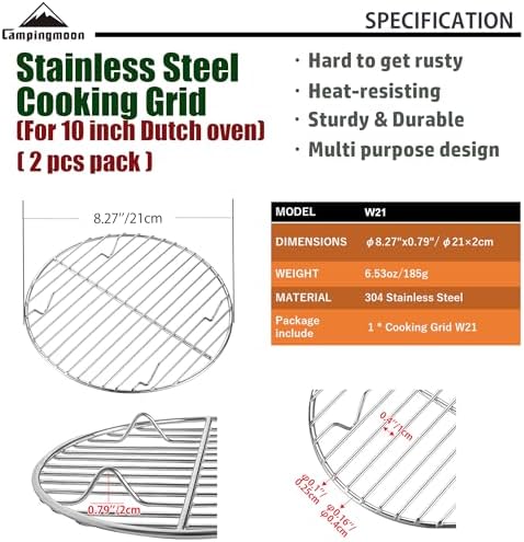 CAMPINGMOON 2pcs Round round cooling rack 304 Stainless Steel Cooking Grid Grill - Image 2