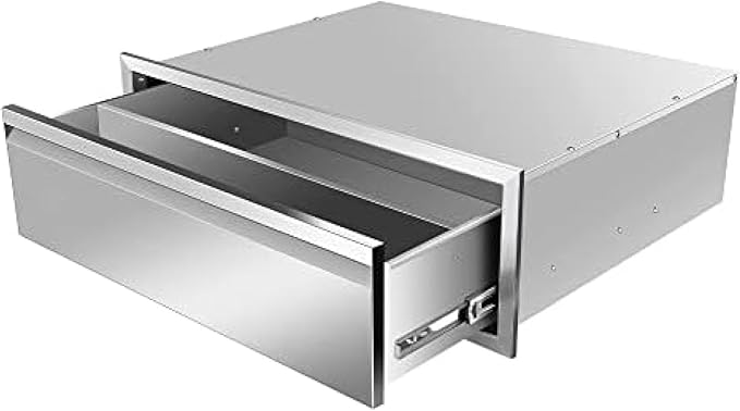 Pull Out Trash Drawer, Lower Sliding Rails Stainless Steel Roll Out Trash Bin Pull Out Tray With Handle For Outdoor Kitchen BBQ Island Grill Station,Single Drawer