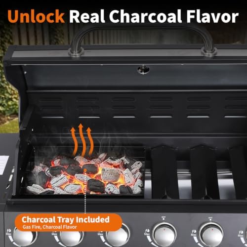 6 Burner Gas Grill with Side Burner, Griddle and Grill Combo - Image 7
