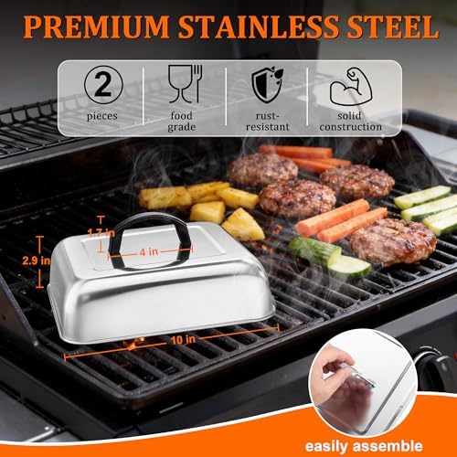 HaSteeL 10-Inch Square Melting Domes, Griddle Basting Cover - Image 2