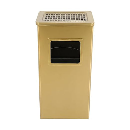 Trash Can with Lid Outdoor Indoor Stainless Steel Commercial Garbage Bin Waste Container with Inside Barrel for Patio Yard Garage, Gold