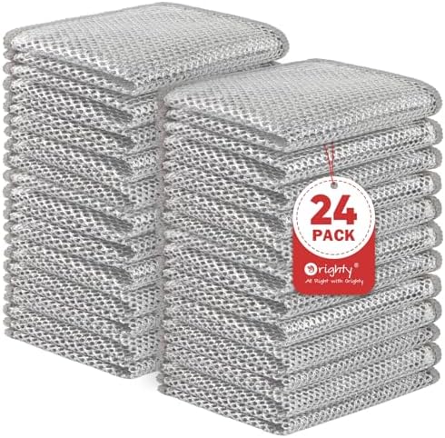 Orighty Dish Cloths for Washing Dishes, 24 Pack Metal Dish Rags by AllRightinOrighty