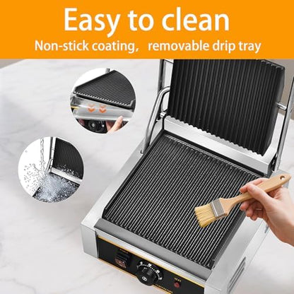 Commercial Panini Press - 1800W Commercial Electric Panini Sandwich Grill - Image 5
