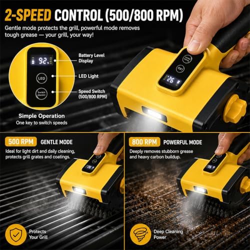 Electric Grill Brush 800RPM BBQ Grill Cleaner - Image 5
