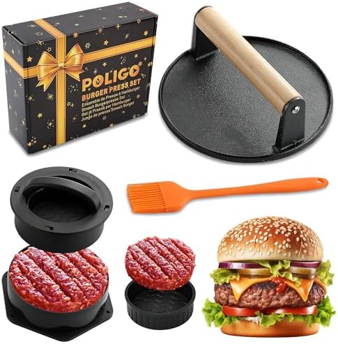 POLIGO Smash Burger Press Kit - 4 in 1 Hamburger Patty Storage Containers by POLIGO