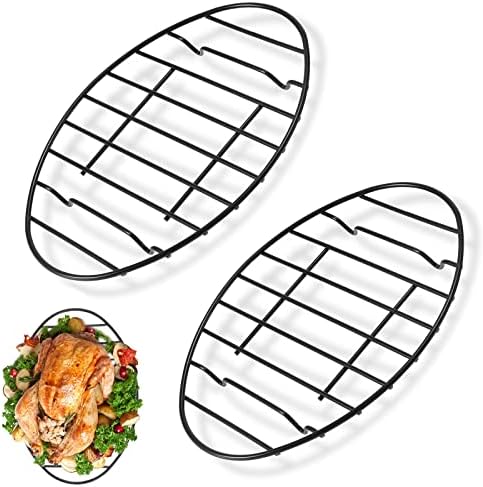 2 Pack Roasting Racks Oval Non Stick Stainless Steel Cooling Rack Grill Cooking by Fivebop