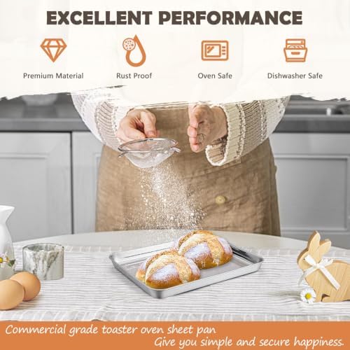10.4" Baking Sheet Pan, Joyfair Stainless Steel Toaster Oven Trays - Image 5