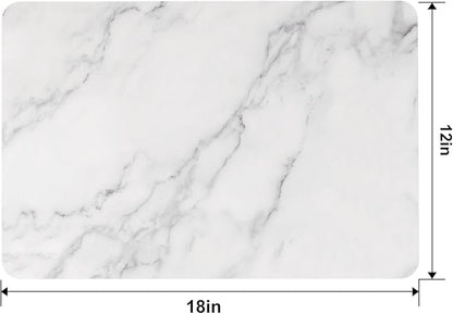 QIYI Placemats Set of 4, 12x18 Inch Faux Leather Place Mats for Kitchen Dinning, Heat Resistant Anti Slip Table Mats, Waterproof Wipeable Washable Placemat Party Table Décor, White Marble
