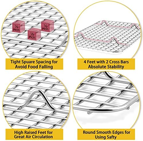 P&P CHEF 8.75 Inch Stainless Steel Cooling Baking Rack Set of 2 - Image 3