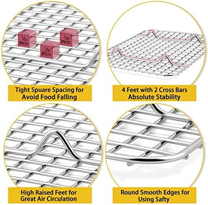 P&P CHEF 8.75 Inch Stainless Steel Cooling Baking Rack Set of 2 - Image 3
