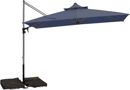 Patio Umbrella, Rectangle Outdoor Cantilever Umbrella, Aluminum Offset Umbrella by GALAXARMOR