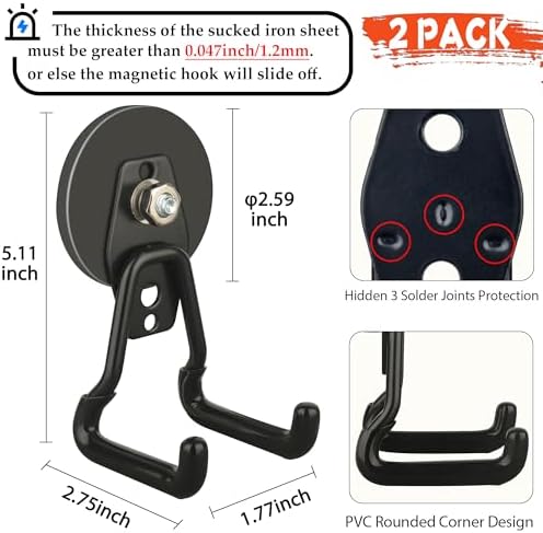 ULIBERMAGNET Pro-Mag Upgraded Large Magnetic Hooks, Strong Heavy Duty Magnet - Image 3