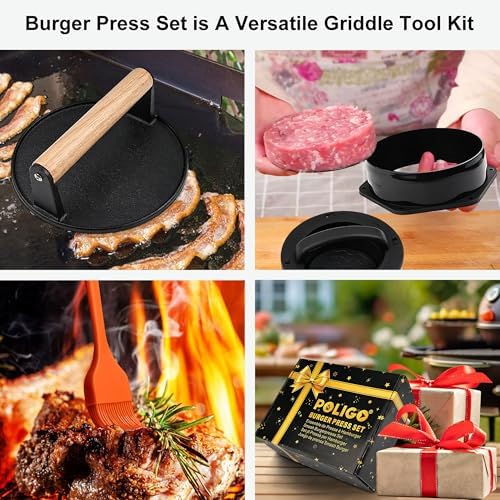 POLIGO Smash Burger Press Kit - 4 in 1 Hamburger Patty Storage Containers - Image 7