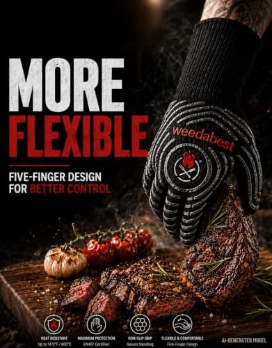 BBQ Gloves, 1472°F Heat Resistant Grill Gloves - Image 6