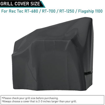 ZJYWSCH Grill Cover for RecTec Flagship 1100 1600 RT-700 RT-1250 RT-680 Wood Pellet Grill Smoker Outdoor Waterproof for Rec Tec 680 700 1250 1600 Pellet Grill Cover Heavy Duty
