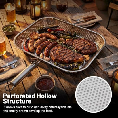 Stainless Steel Grill Pan with Removable Handle, 14.88" x 10.98" - Image 4