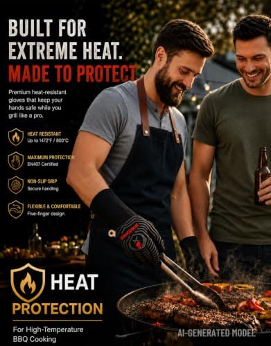 BBQ Gloves, 1472°F Heat Resistant Grill Gloves - Image 2