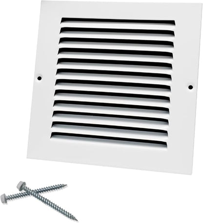 6"W x 6"H [Duct Opening Size] Steel Return Air Grille, Air Return Vent Cover for Ceiling and Sidewall - HVAC Air Vent Covers - [Outer Dimensions: 7.75"W x 7.75"H]