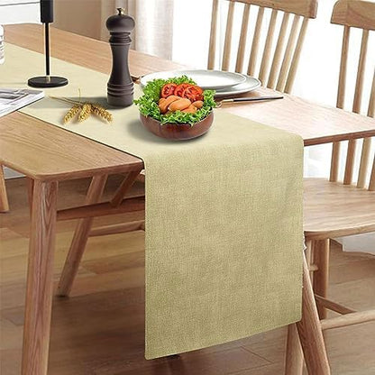 Wipeable Table Runner, Thick Farmhouse Dresser Runner, Rustic for Kitchen, Bedroom, Living Room, Indoor and Outdoor (72'', Beige)
