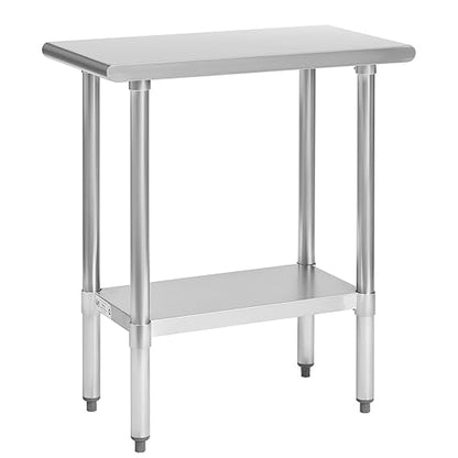 Hally Stainless Steel Table for Prep & Work 30 x 15 Inches, NSF Commercial Heavy Duty Table with Undershelf and Galvanized Legs for Restaurant, Home and Hotel