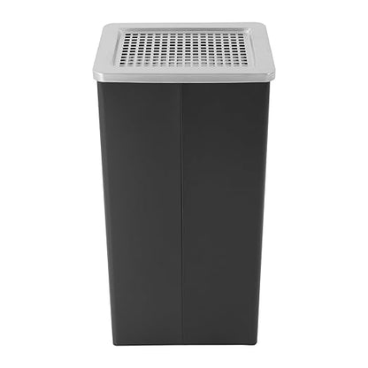 Trash Can with Lid Outdoor Indoor Stainless Steel Commercial Garbage Bin Waste Container with Inside Barrel for Patio Yard Garage, Black